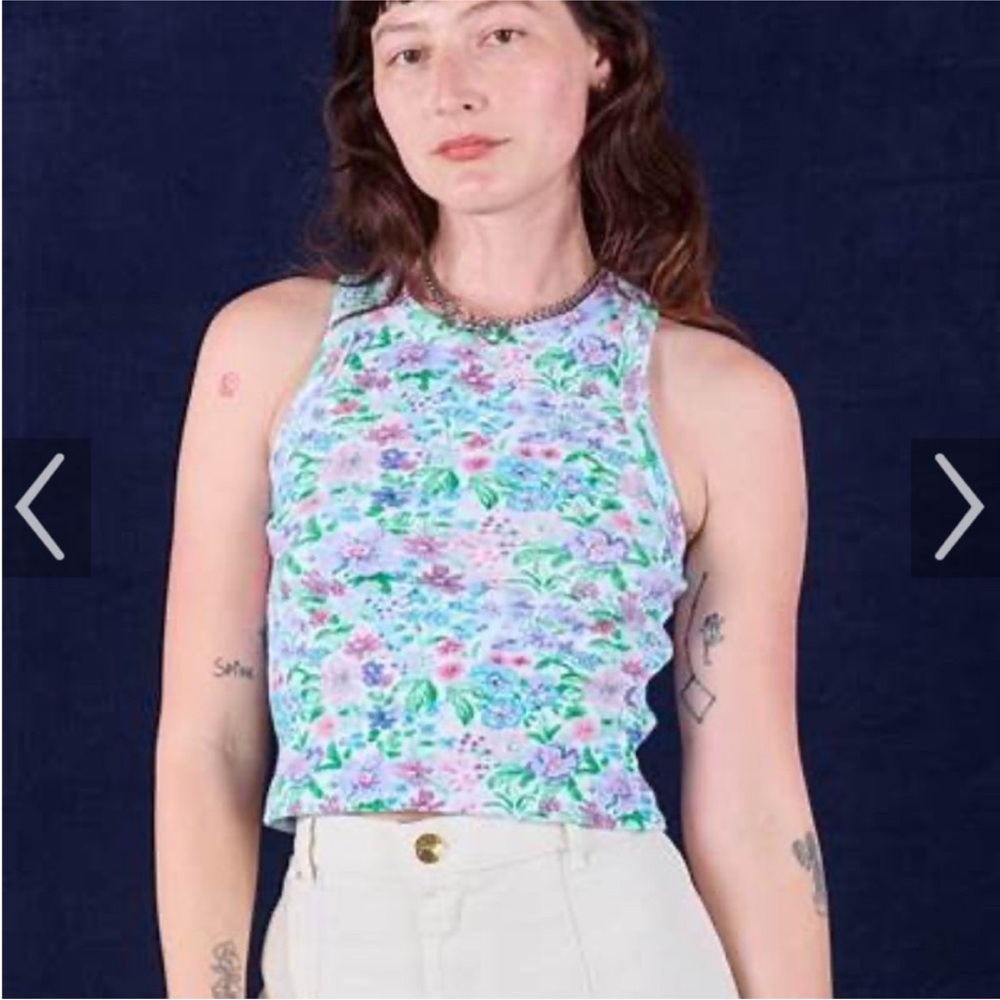 Big Bud Press Lavender Floral Ribbed Tank